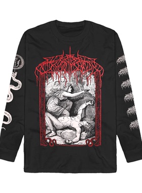 美国氛围黑金属乐队Wolves in the Throne Room印花款纯棉长袖T恤