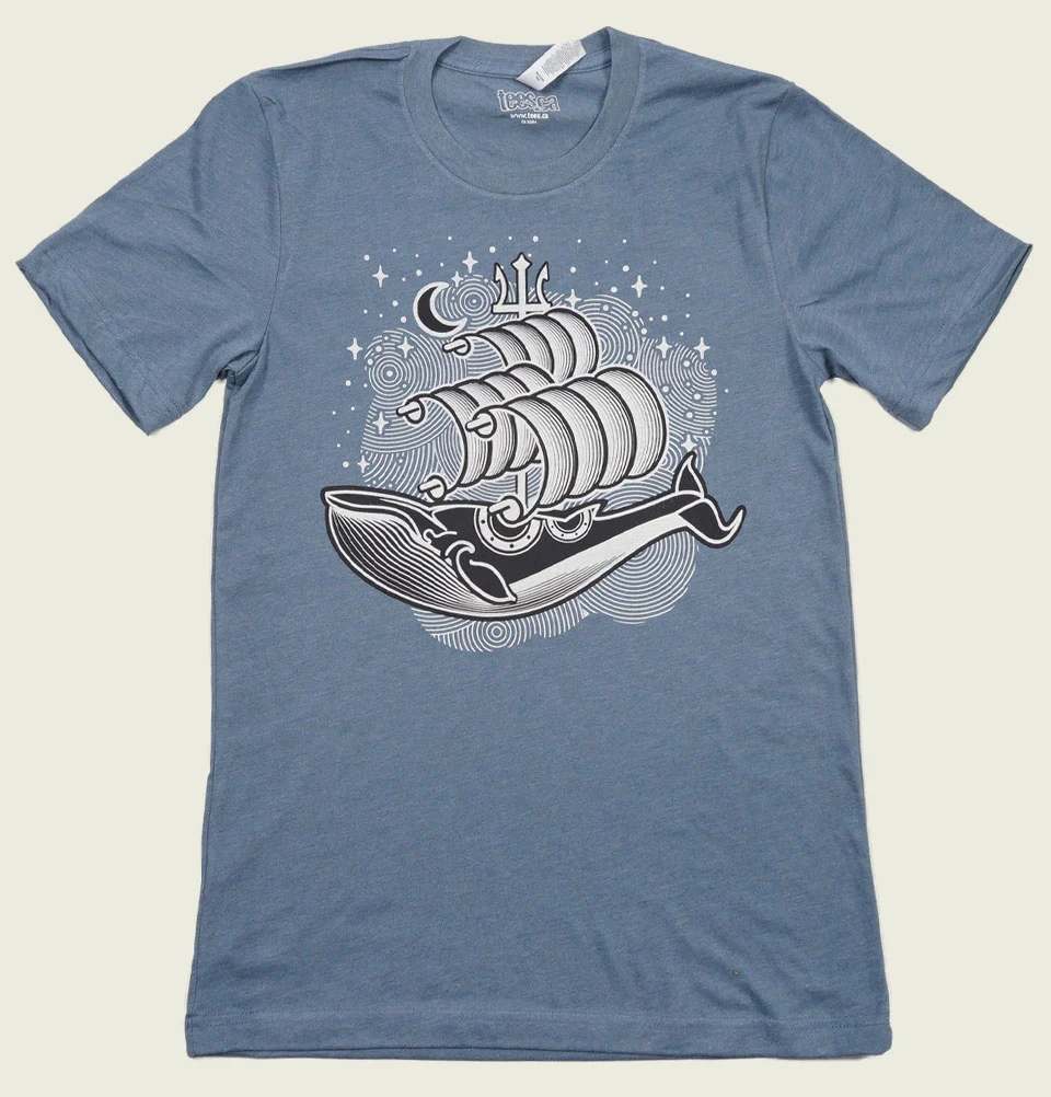 航海鲸短袖男女款美式复古T恤