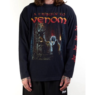 90年代Venom毒液英国金属乐队暗黑美式 T恤 复古摇滚男女宽松长袖