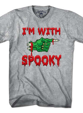 I'm With Spooky我和史波基在一起美式复古经典男女款宽松短袖T恤