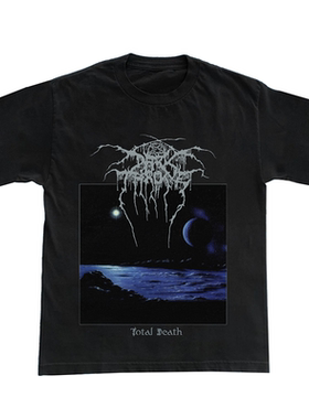 Darkthrone黑暗王权乐队专辑Total Death美式复古暗黑摇滚T恤短袖
