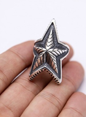 克罗潮925纯银男女心款cody开口五角星轻奢戒指尾戒网红蛇蛇指环