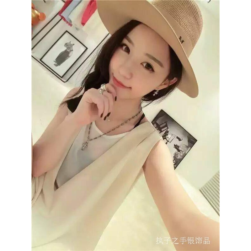 网红潮牌925纯银项坠十字架镶钻吊坠项圈吊牌雪梨exo同款情侣项链