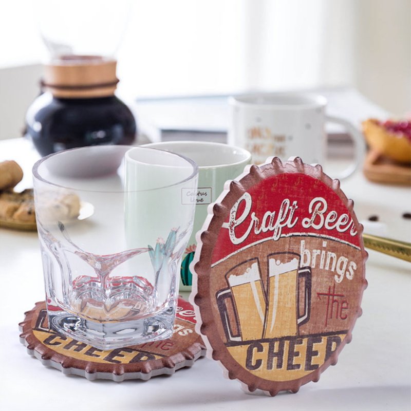 新款创意吸水啤酒杯垫防烫垫防滑美式loft陶瓷隔热垫软木酒吧专用
