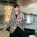 秋冬新品西服皮衣男韩版百搭青年翻领蛇皮外套潮A345-1123-P135，男装西服，电商A345