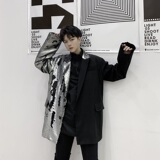 原创青年免烫新款亮片拼接撞色长袖西服外套上衣潮A345-126-P145，男装西服，电商A345