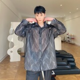 黑灰色长袖宽松型衬衫男设计感小众冷淡风高级感潮牌衬衣1887-P75，男装衬衫，电商A345
