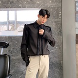 BFY原创流苏方领长袖百搭文艺男衬衣A345-1029-P75，男装衬衫，电商A345