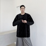 秋冬款暗黑系外套男宽松韩版钻石绒织带铆钉卫衣A345-1301-P80，女装短外套，电商A345