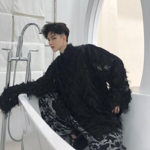 个性气质立体羽毛长袖衬衣男女可穿A345-1051-P75图片