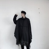 中长款大码拼接蝙蝠袖长袖斗篷流苏套头外套风衣A345-1175-P115，男装风衣，电商A345