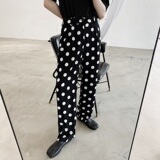 雪纺阔腿裤男宽松长裤2025新款薄款波点休闲裤A345-1206-P70，男装休闲裤，电商A345