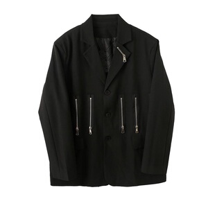 男西装外套走秀款拉链拼接西服上衣潮A345-1507-P135图片