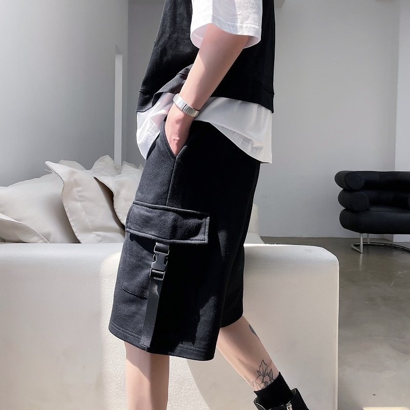 夏季新款工装裤韩版宽松休闲帅气纯棉五分裤潮男A345-1808-1-P50,男装牛仔裤,电商A345
