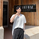 夏季超薄面料男衬衣皱面百搭胸前飘带设计白衬衫A345-1080-P65，男装衬衫，电商A345