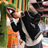 春秋韩版青年流行翻领潮流花边配饰男士夹克外套A345-1026-P105，男装夹克，电商A345