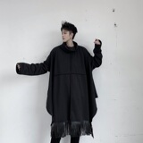 中长款套头休闲拼接蝙蝠长袖斗篷流苏装饰纯色外套A345-1175-P115，女装短外套，电商A345