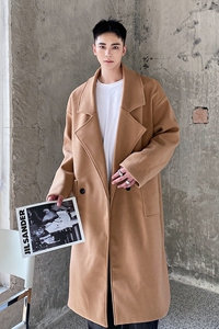 驼色西装领羊绒大衣中长款毛呢秋冬季休闲男外套A345-1855--P155图片