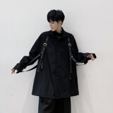 秋季韩版暗黑绑带机能衬衣宽松复古长袖衬衫男女潮A345-1162-P90，男装衬衫，电商A345