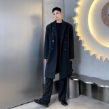 黑色长款西装大衣男新款ins设计感小众风衣外套A345-1850-P155，男装西服套装，电商A345