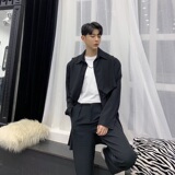 原创二件套可拆卸个性气质马甲燕尾设计男黑衬衣A345-1936-P85，男装衬衫，电商A345