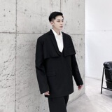 新款男超短长袖黑西服马甲二件套A345-1218-P135，男装西服，电商A345