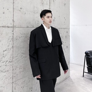 新款男超短长袖黑西服马甲二件套A345-1218-P135图片