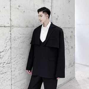 新款男超短长袖黑西服马甲二件套A345-1218-P135图片