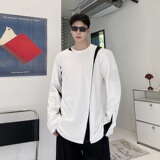 秋季男士潮牌设计师款式圆领T恤补丁拼接时尚流行纯棉上衣1920P70，男装T恤，电商A345