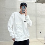 秋季新款多口袋圆领宽松t恤男帅气休闲个性风格卫衣A345-1819-P70，男装T恤，电商A345