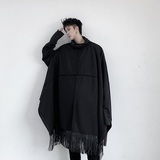 中长款大码拼接蝙蝠袖长袖斗篷流苏套头外套风衣A345-1175-P115，男装风衣，电商A345