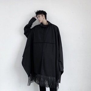 中长款大码拼接蝙蝠袖长袖斗篷流苏套头外套风衣A345-1175-P115,男装风衣,电商A345