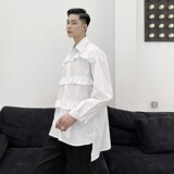 2025秋季新款褶皱复古华丽廓形衬衣方领长袖上衣A345-1208-P75，男装衬衫，电商A345