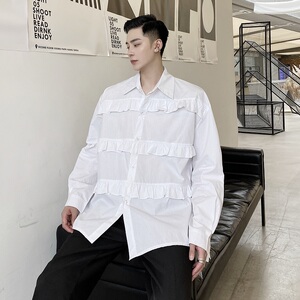 2025秋季新款褶皱复古华丽廓形衬衣方领长袖上衣A345-1208-P75图片