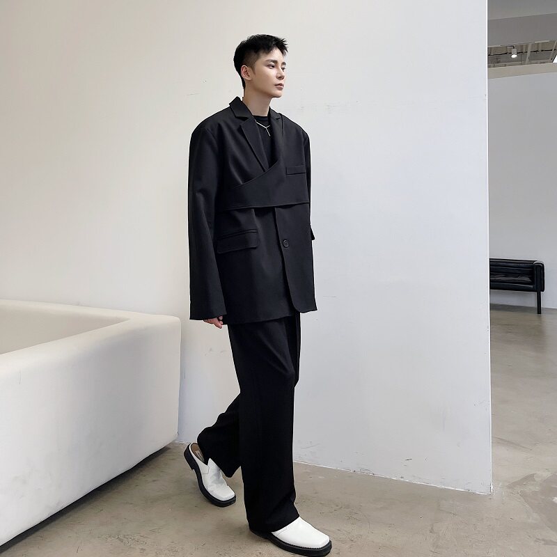 新款三件套解构设计自由组合西装复古休宽松外套潮A345-1813-P155,男装西服套装,电商A345