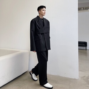 新款三件套解构设计自由组合西装复古休宽松外套潮A345-1813-P155图片