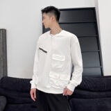 秋季新款多口袋圆领宽松t恤男帅气休闲个性风格卫衣A345-1819-P70，男装T恤，电商A345