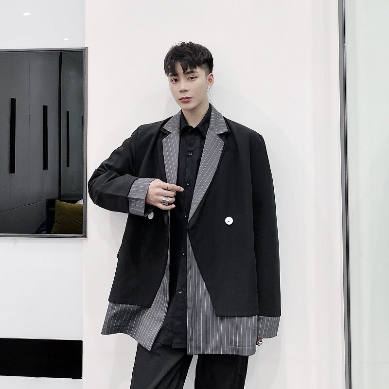 黑色小西服外套男新款韩版休闲气质设计感小众西装A345-1509-125,男装西服套装,电商A345