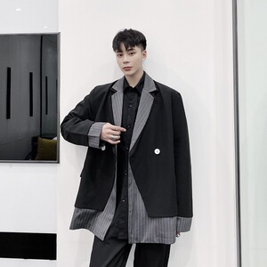 黑色小西服外套男新款韩版休闲气质设计感小众西装A345-1509-125图片