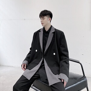 黑色小西服外套男新款韩版休闲气质设计感小众西装A345-1509-125图片