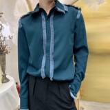 BFY原创春秋流苏方领长袖百搭文艺男衬衣A345-1029-P75，男装衬衫，电商A345
