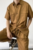 2025年夏季方领短袖衬衣短裤套装腰带束腰男韩版A345-1917-P85，男装牛仔裤，电商A345