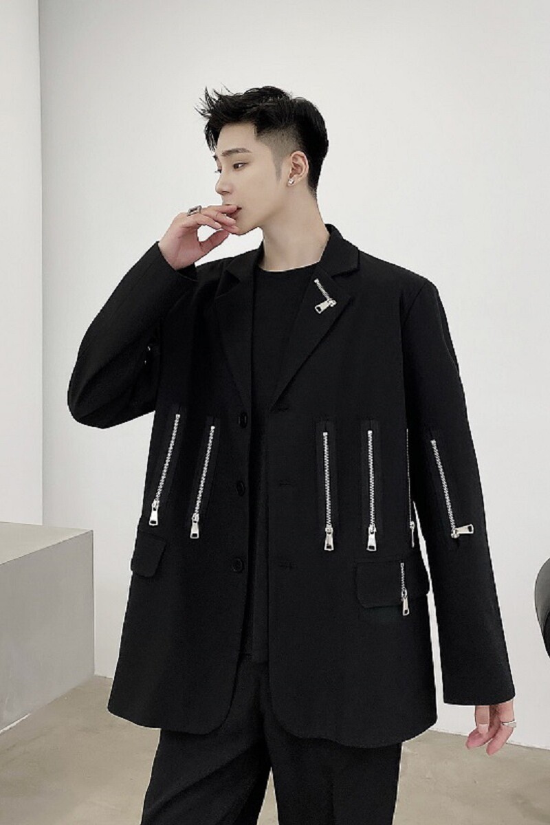 男西装外套走秀款拉链拼接西服上衣潮A345-1507-P135,男装西服套装,电商A345