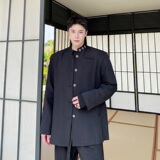 新中式纽扣设计垫肩立领长袖宽松西服风复古外套1921P135，男装西服，电商A345