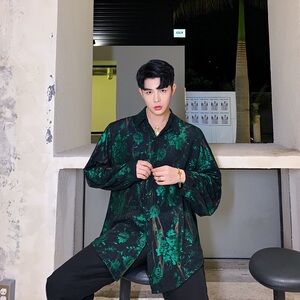 2025春秋季男士印花长袖衬衫时尚休闲衬衣潮A345-1156-P75图片