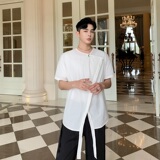立体剪裁不对称设计感夏季新款短袖圆领白衬衣A345-1092-P65，男装T恤，电商A345