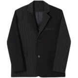 秋季拼色翻领黑条纹休闲小西服男单排扣长袖西装A345-1836-P125，男装西服套装，电商A345