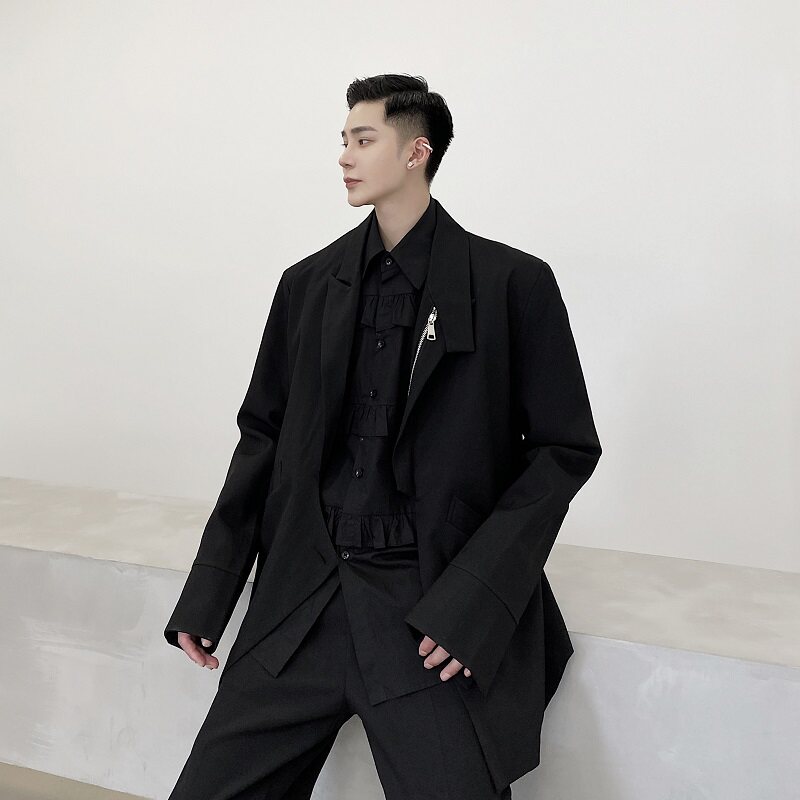 红西服上衣拉链装饰斜插袋外套男A345-1308-P125,男装西服,电商A345