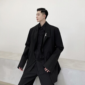 红西服上衣拉链装饰斜插袋外套男A345-1308-P125图片