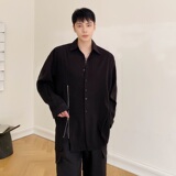 秋新款拉链设计感衬衣垂感免烫百搭时尚个性衬衫男A345-1999-P75，男装衬衫，电商A345